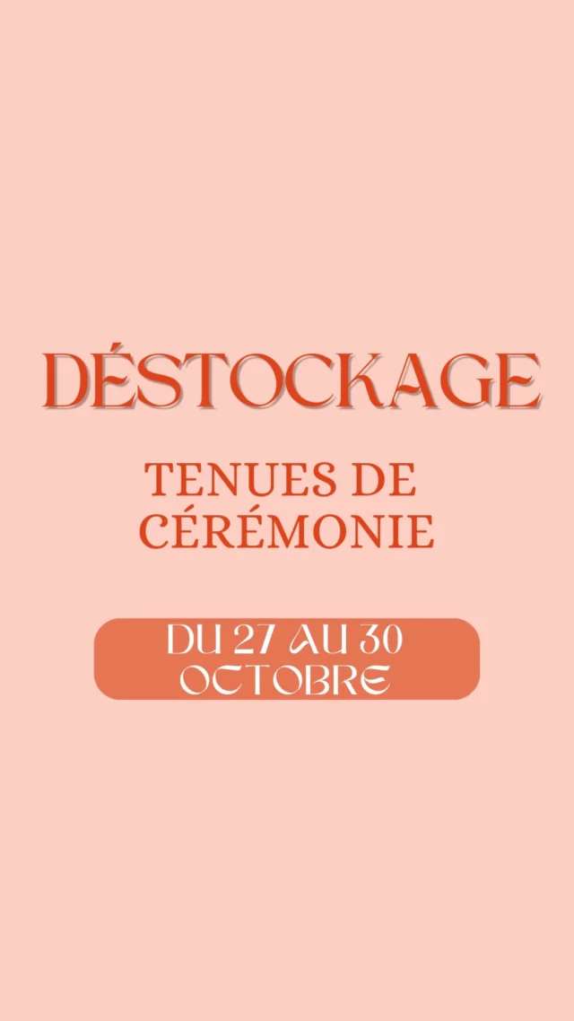 A noter dans vos agendas !! Le bon plan de l’année : 4 jours de déstockage dans notre magasin du 27 au 30octobre.
4jours sans rendez vous pour venir profiter de 50% sur toutes nos tenues de cérémonie (hors accessoires) en cette fin de saison.
Exemple des tenues en vidéo :
- robe jacquard 35€ au lieu de 70€
- ensemble veste et pantalon rose à 87,5€ au lieu de 175€
- robe longue verte à 60€ au lieu de 120€
- combinaison pantalon fushia à 60€ au lieu de 120€
- robe assymetrique bordeaux à 50€ au lieu de 100€Alors…ça vous tente ?!À bientôt !
Marie & Fanny
Atelier M&F
16 grande rue
85500 les herbiers#robedesoirée #mariagepaysdelaloire #déstockage